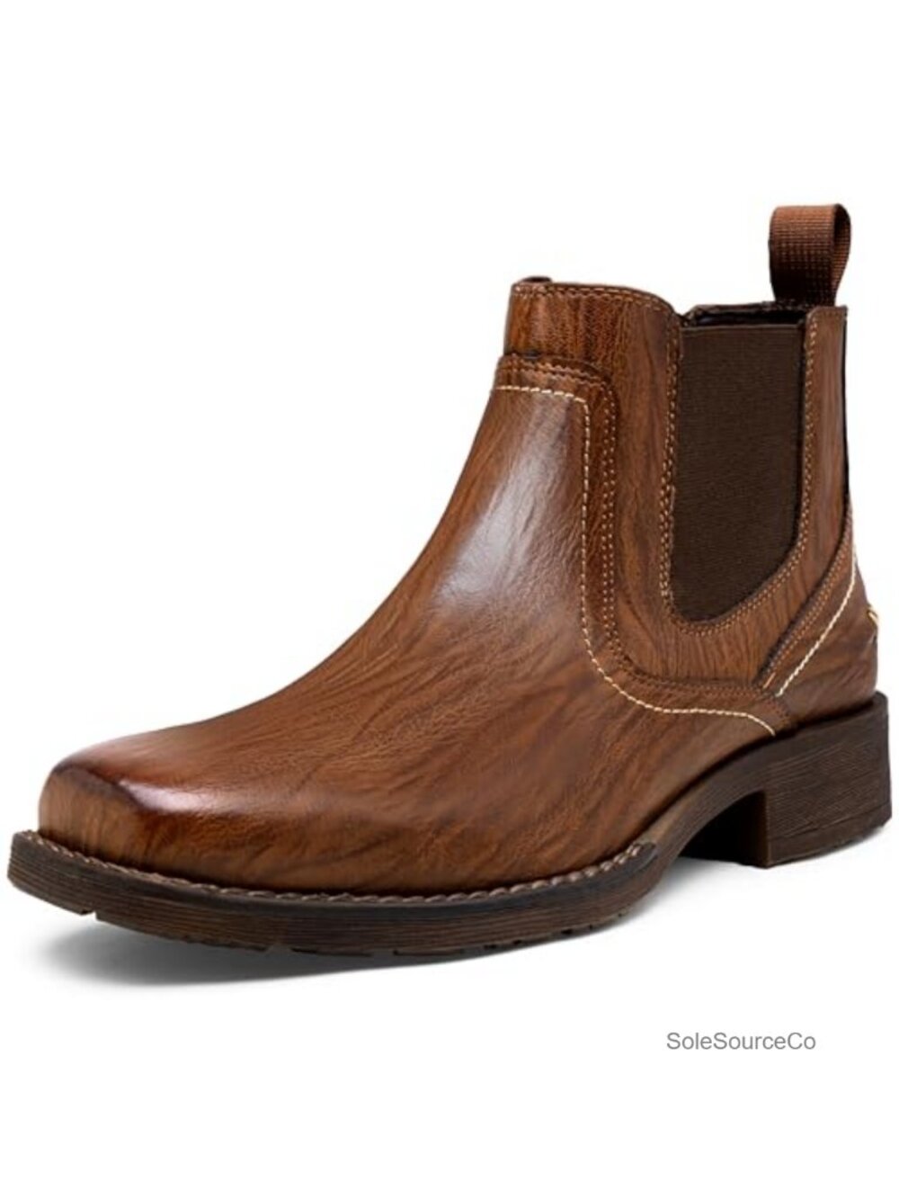 Men's Chelsea Boots Square Toe Slip On Ankle Boots Synthetic Rubber Sole